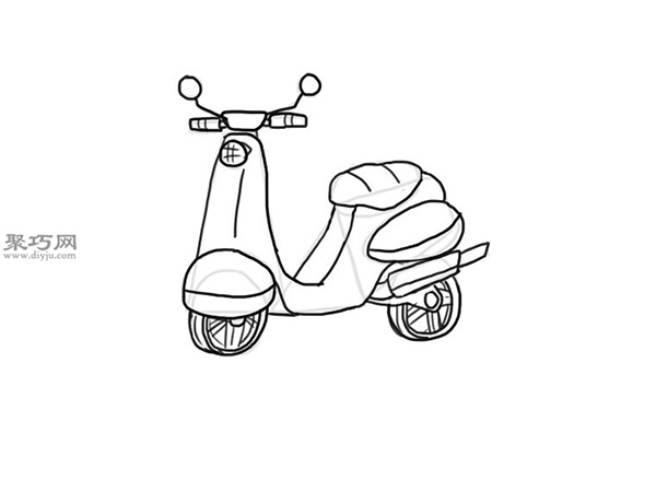 画踏板摩托车的步骤 20