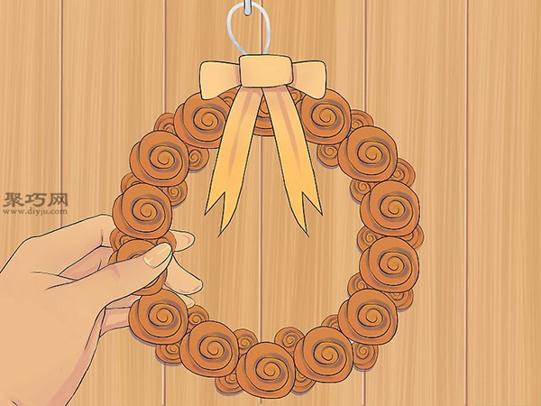 手工DIY毛毡橙色玫瑰花环教程 教你万圣节花环怎么做