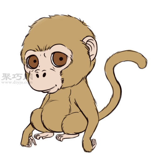 草稿风格的猴子的画法 来看怎样画猴子