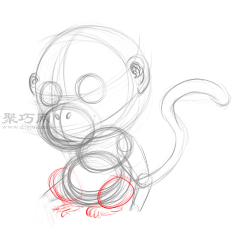 草稿风格的猴子的画法 7
