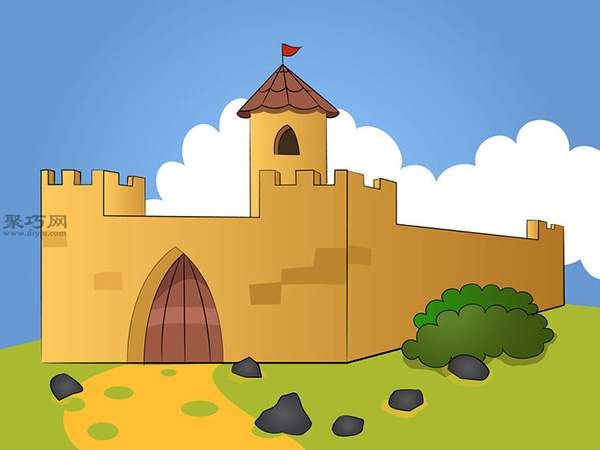 卡通城堡的画法 8