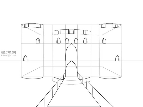 画简笔画城堡的步骤 16