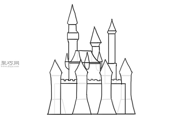 梦幻城堡画法步骤 19