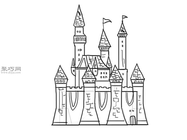 梦幻城堡画法步骤 20
