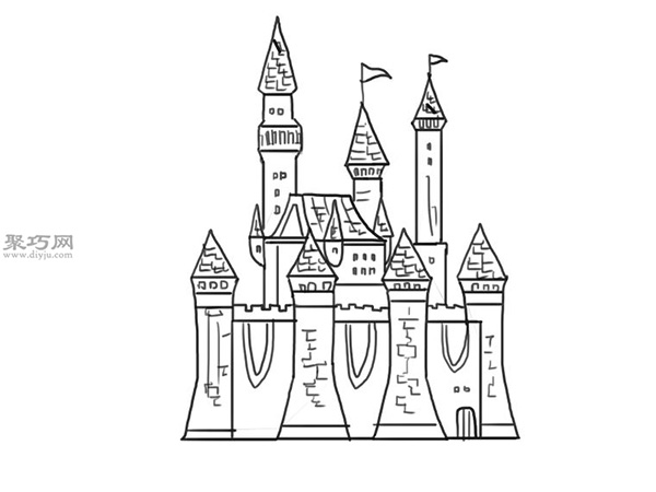 梦幻城堡画法步骤 21