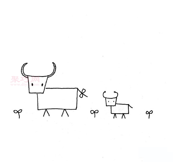 小牛和妈妈画法第6步