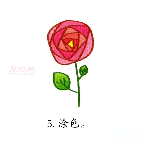 玫瑰花画法第5步