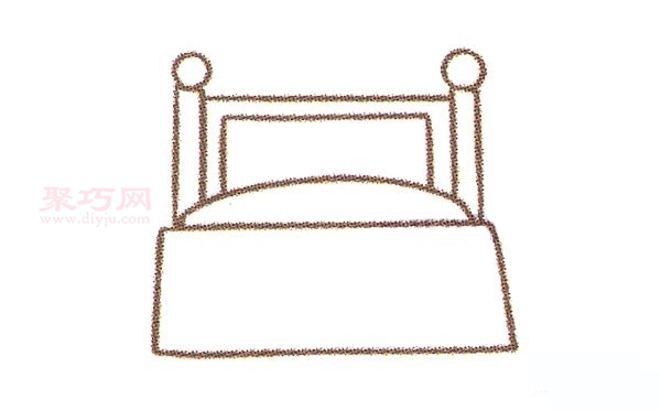 卧室的床画法第4步