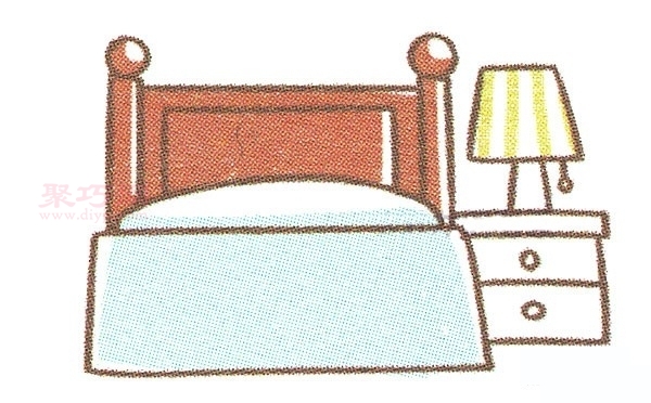 卧室的床画法第5步
