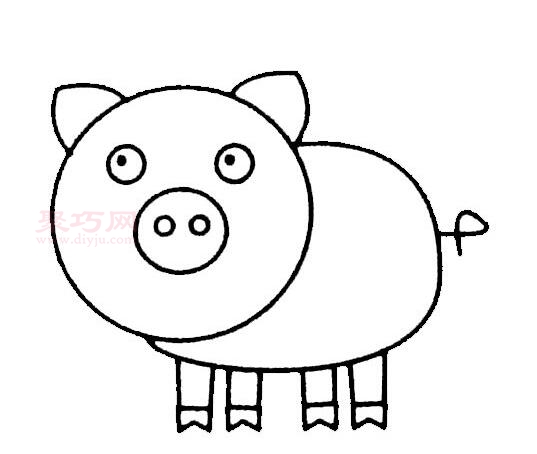可爱的小猪画法第3步