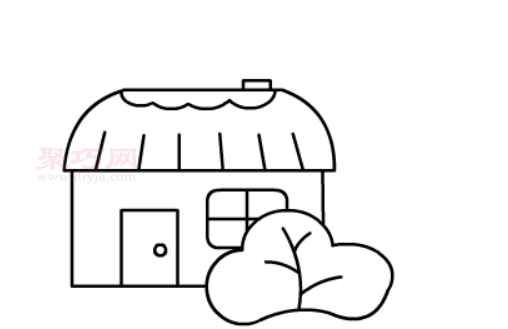 粉色小房子画法第7步