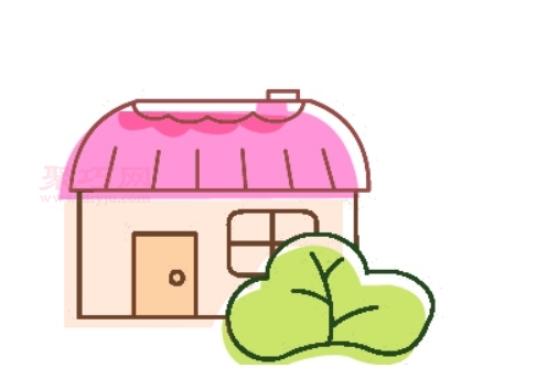 粉色小房子画法第8步