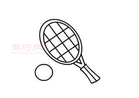 网球和网球拍画法第4步