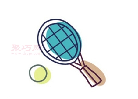 网球和网球拍画法第5步