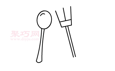 勺子和叉子画法第4步