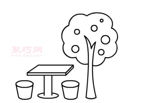 果树与石凳画法第7步