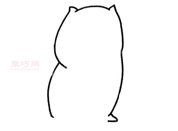 胖胖的猫咪画法第2步