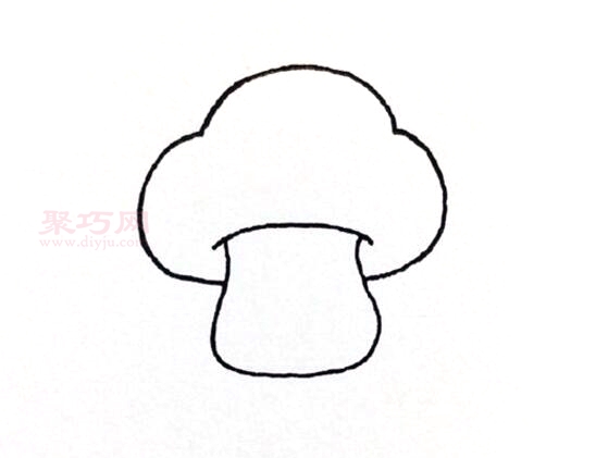 卡通小蘑菇画法第3步