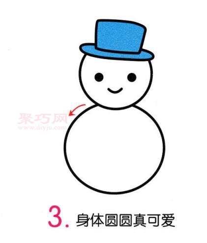 戴帽子的雪人画法第3步