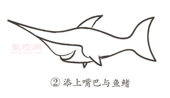 鲨鱼简笔画凶狠步骤图片
