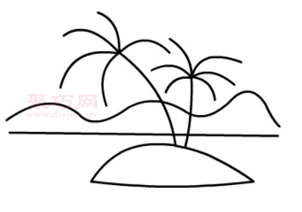 小岛和椰子画法第5步
