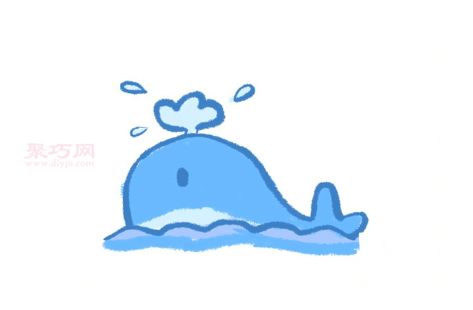 喷水的鲸鱼画法第5步