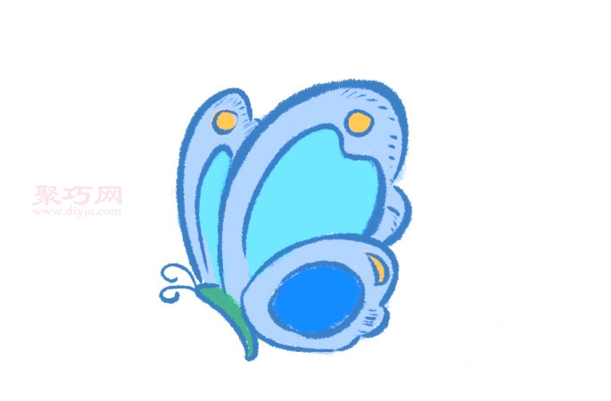 蓝色的蝴蝶画法第5步