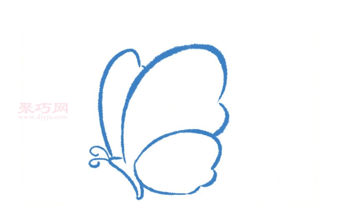 蓝色的蝴蝶画法第2步