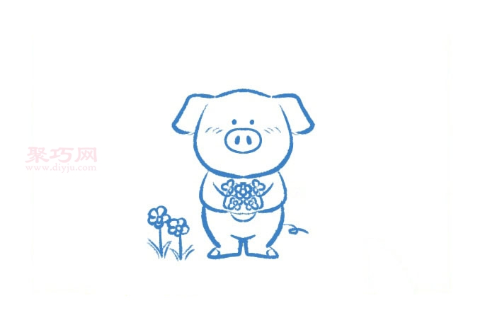 萌萌的卡通小猪画法第4步