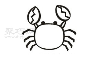 儿童画螃蟹简单画法 来学螃蟹简笔画