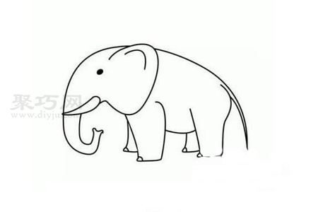6步画大象画法 来学大象简笔画