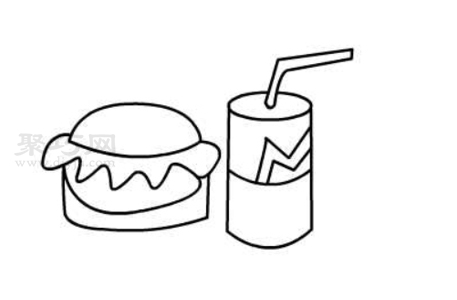 怎么画汉堡包和可乐组合 汉堡包和可乐组合简笔画教程
