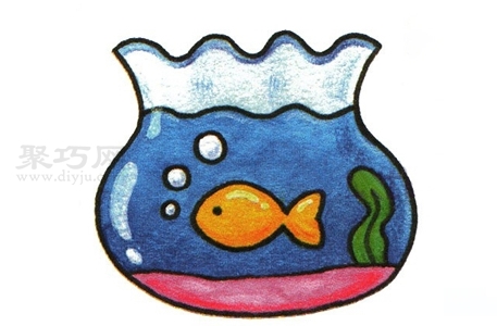 圆形鱼缸简笔画图片