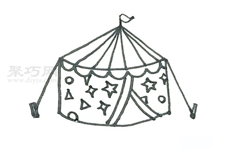 8步画马戏团帐篷简单画法