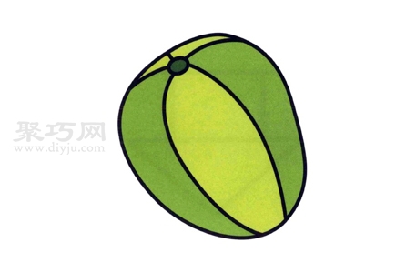 儿童画绿香瓜步骤图解 来学绿香瓜简笔画