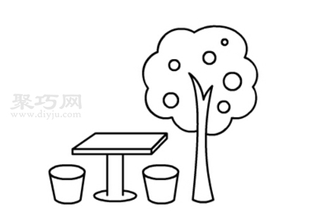 儿童画果树与石凳 一起来学果树与石凳简笔画