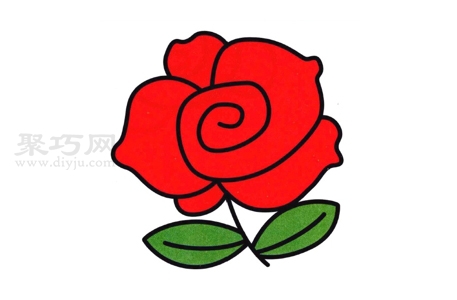 一朵红色玫瑰花简笔画如何画才好看