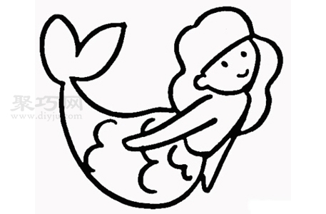 儿童画美人鱼步骤图解 来学美人鱼简笔画