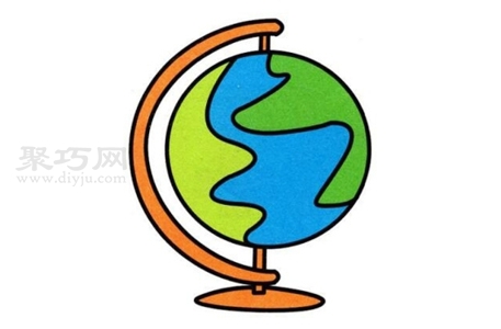 地球仪画法步骤图解 来学地球仪简笔画