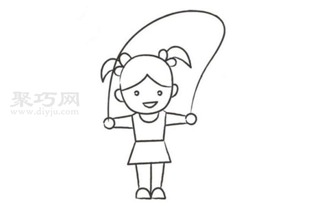 跳绳的小女孩画法教程 来学跳绳的小女孩简笔画