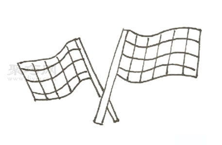 6步画赛车旗帜简单画法