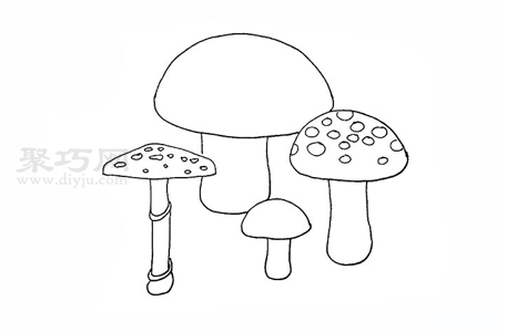 儿童画一组蘑菇简单画法