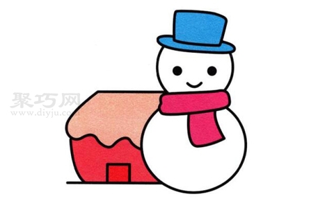 如何画戴帽子的雪人 来看戴帽子的雪人简笔画画法