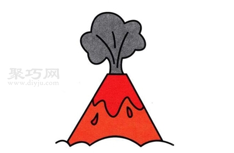 火山简笔画 彩色图片