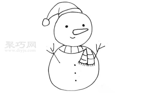 儿童画戴围巾的雪人简笔画