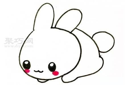 小朋友画趴在地上的小兔子简单画法