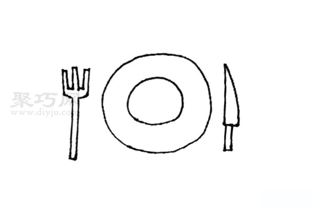餐盘刀叉简笔画如何画 来看餐盘刀叉简笔画步骤