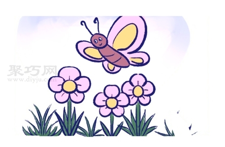 怎么画花朵与蝴蝶简单又漂亮 花朵与蝴蝶简笔画步骤