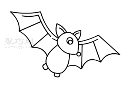 5步怎么画蝙蝠 来学蝙蝠简笔画画法