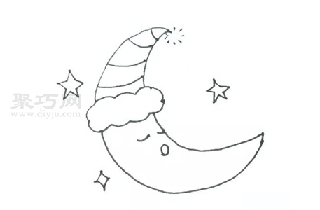 怎么画睡着的月亮简笔画
